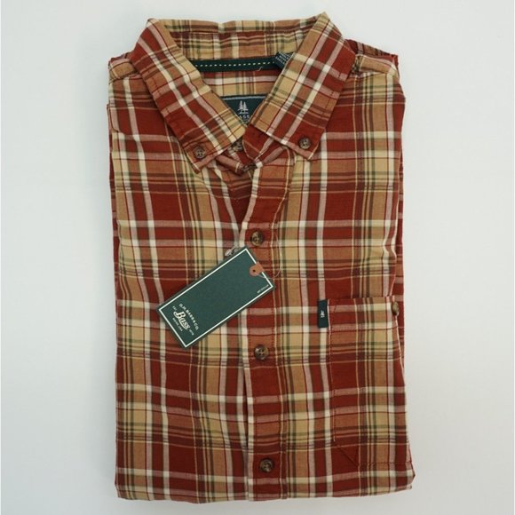 G.H. Bass Co Men's S Shirt Button Up Front Shirt Fired Brick Tan Plaid S - Picture 7 of 7